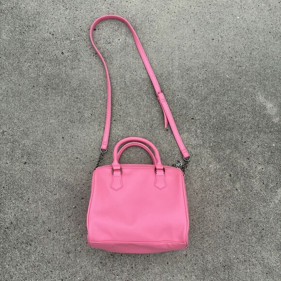 Juicy Couture Pink Embossed Heart Satchel Crossbody Bag Handbag Embellished Y2K - Picture 8 of 16